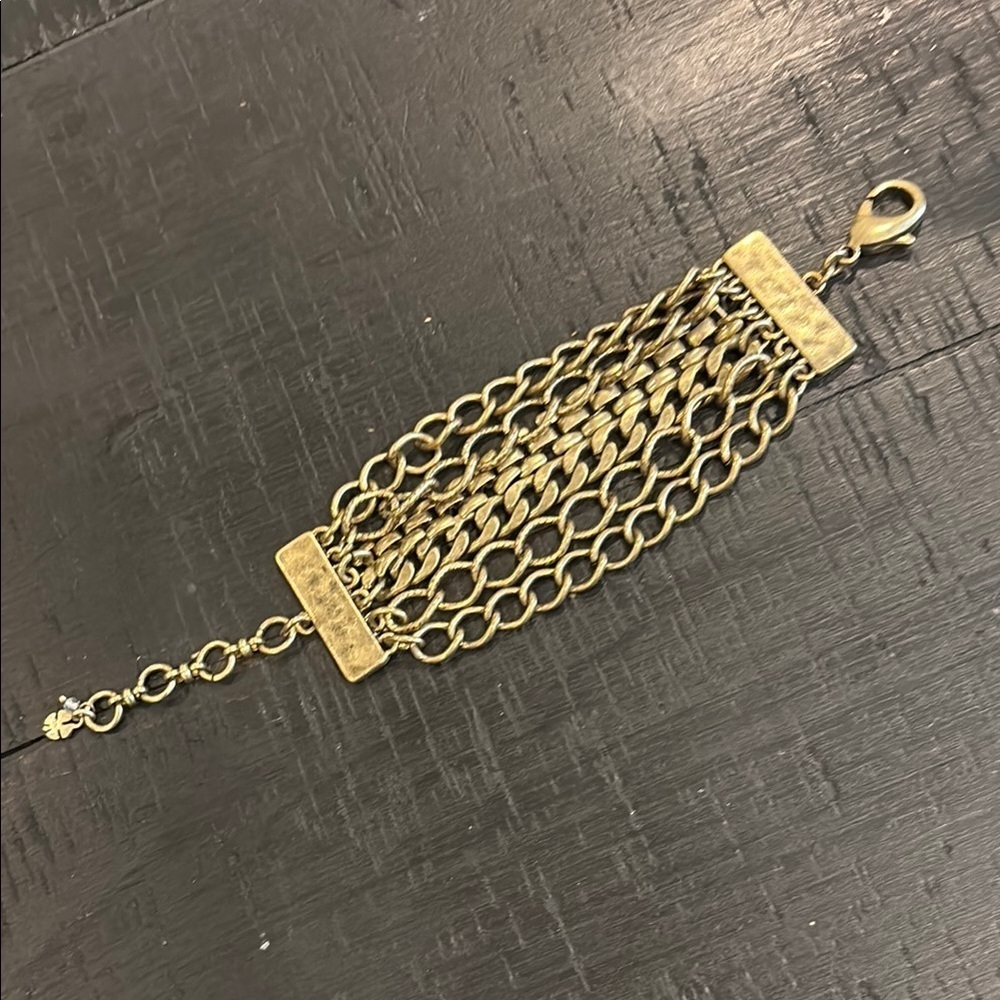 Lucky Brand Multi Chain Antique Gold Tone Chain Bracelet​
